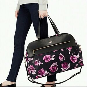 Kate Spade Smith Street Zanna Travel Bag Pink & Black 13.5”x19”x8” EUC